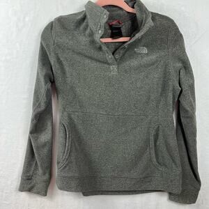 The North Face Polartech Classic Sweater Gray 3/4 Snap Fleece Women Size Medium